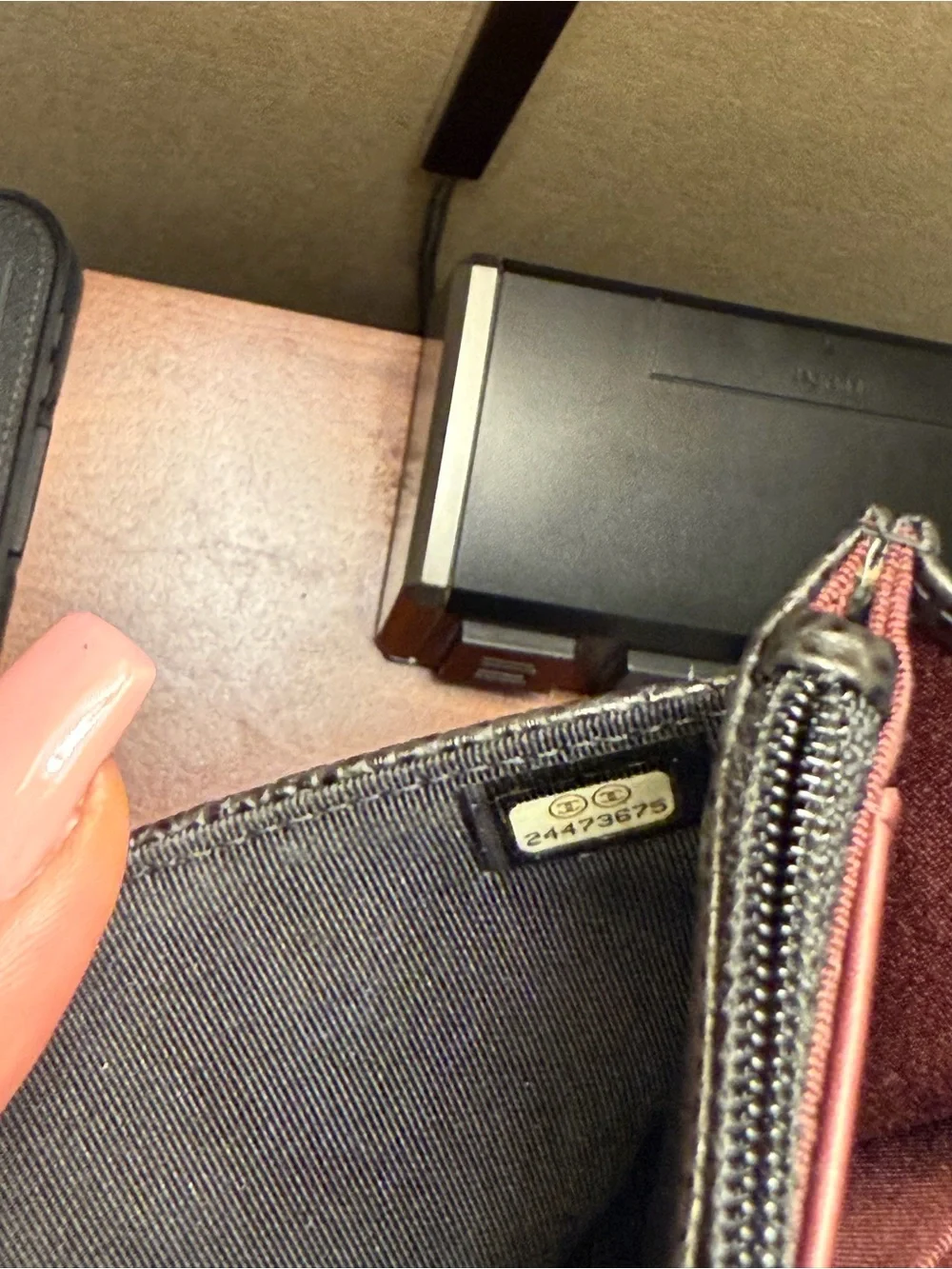 CHANEL Black Quilted Caviar Leather Wallet on Chain with Gold CC